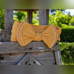 Yellow Embroidered Bow Headband